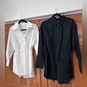 GAP White & Black Long Sleeve Wrap Shirt Blouses